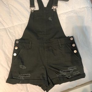 Olive green short overalls